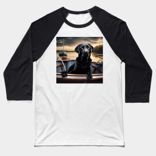 Black Lab on a Boat Baseball T-Shirt